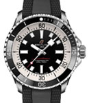 SuperOcean Automatic 42mm in Steel with Black Ceramic Bezel on Black Rubber Strap with Black Dial