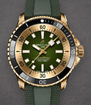 SuperOcean Automatic 42mm in Bronze with Black Ceramic Bezel on Green Rubber Strap with Green Dial
