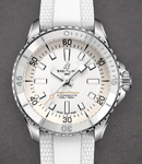 SuperOcean Automatic 36mm in Steel with White Ceramic Bezel on White Rubber Strap with White Dial