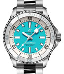 SuperOcean Automatic 36mm in Steel with White Ceramic Bezel on Steel Bracelet with Tiffany Blue Dial