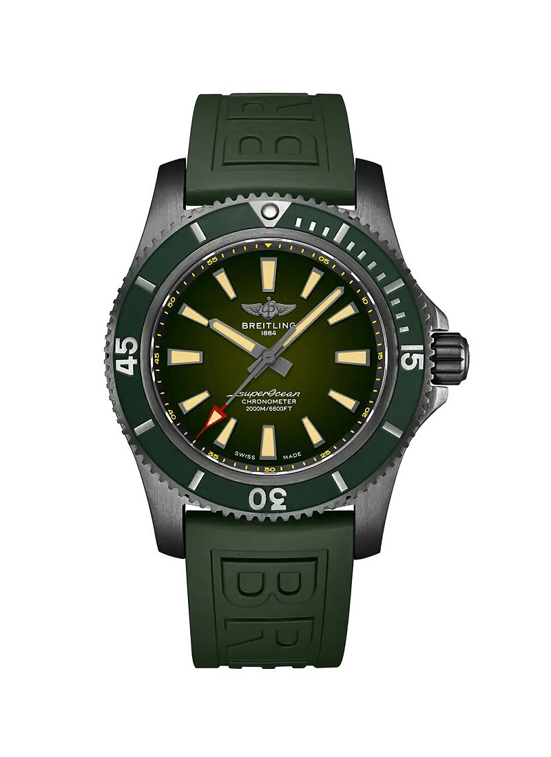 Breitling SuperOcean Automatic 46mm in DLC Coated Steel with Green Bezel