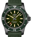 SuperOcean Automatic 46mm in DLC Coated Steel with Green Bezel on Green Rubber Strap with Green Dial