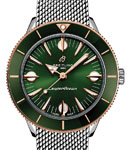 SuperOcean Heritage '57 Highlands in Steel with RG Green Bezel on Steel Bracelet with Green Dial