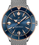 SuperOcean Heritage '57 Highlands in Steel with RG Blue Bezel on Steel Bracelet with Blue Dial