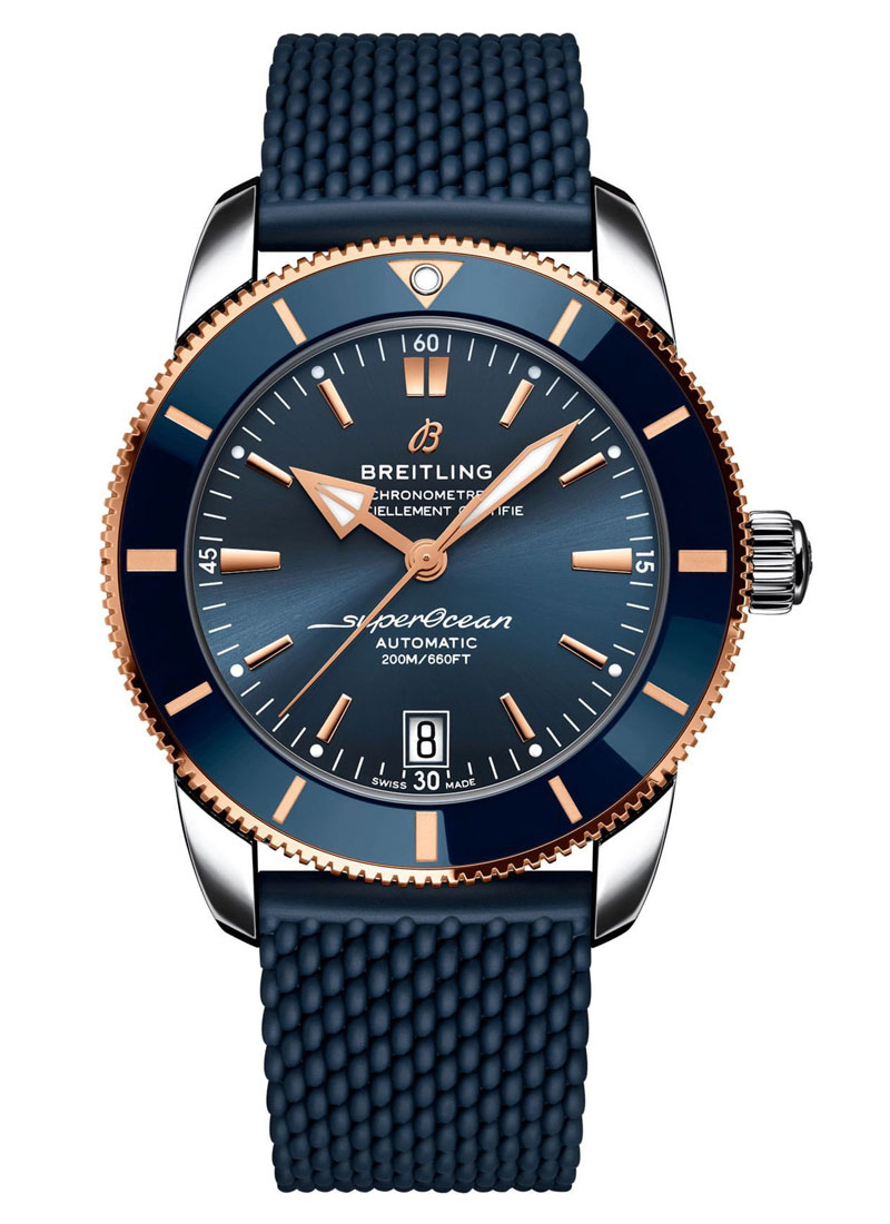 Breitling SuperOcean Heritage B20 Automatic 42mm in Steel with Rose Gold Blue Bezel