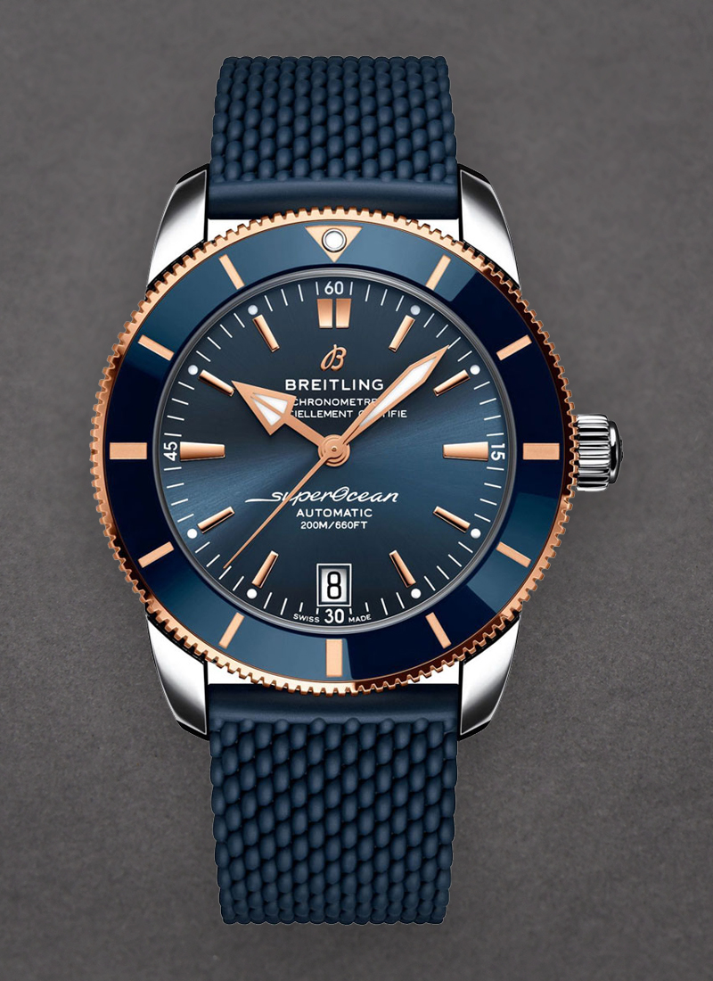 Breitling SuperOcean Heritage B20 Automatic 42mm in Steel with Rose Gold Blue Bezel