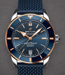 SuperOcean Heritage B20 Automatic 42mm in Steel with Rose Gold Blue Bezel on Blue Rubber Strap with Blue Dial