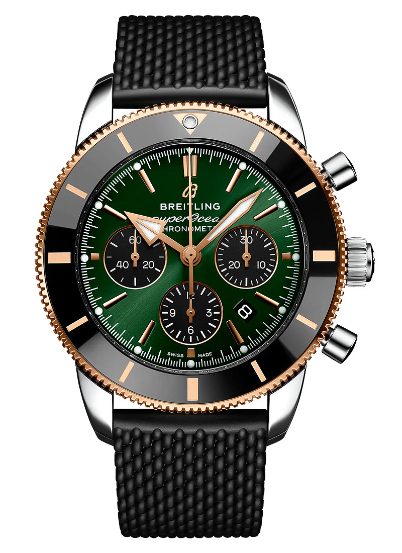 Breitling SuperOcean Heritage Chronograph 44mm in Steel with Rose Gold Black Bezel