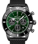 SuperOcean Heritage B01 Chronograph 44mm in Black DLC Coated Steel on Black Rubber Strap with Green Dial