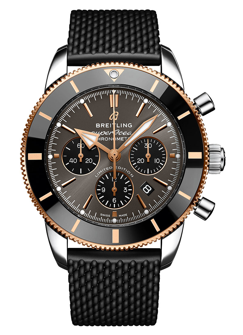 Breitling SuperOcean Heritage B01 Chronograph 44mm in Steel with Rose Gold Black Bezel