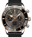 SuperOcean Heritage B01 Chronograph 44mm in Steel with Rose Gold Black Bezel on Black Rubber Strap with Grey Dial