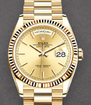 President 36mm in Yellow Gold with Fluted Bezel on President Bracelet with Champagne Index Dial