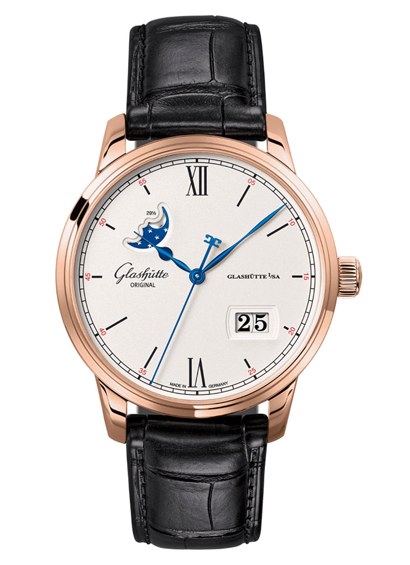 Glashutte Senator Excellence Panorama Date Moon Phase in Rose Gold