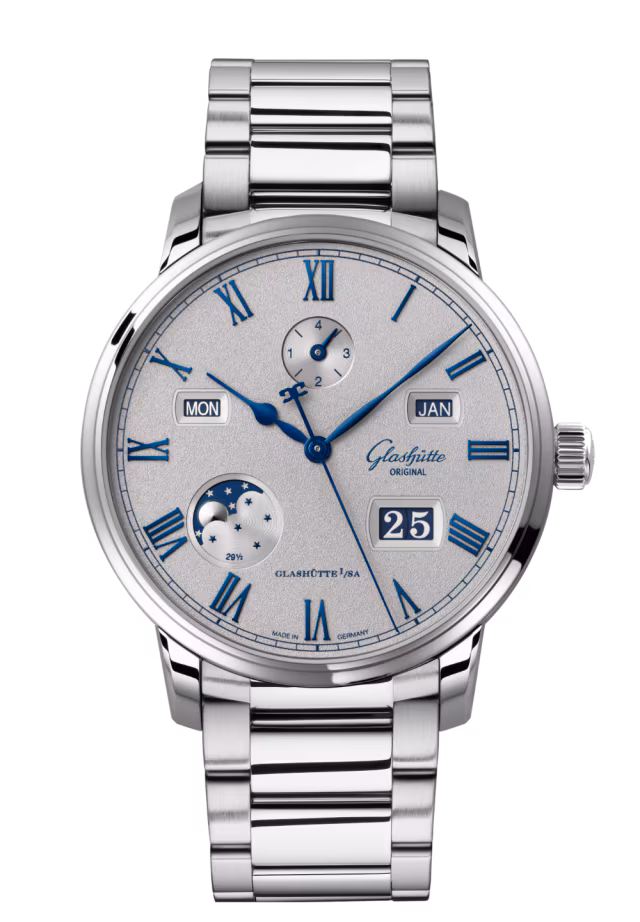 Senator Excellence Perpetual Calendar 42mm in Steel on Steel Bracelet with Silver Dial