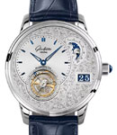 Panomatic Lunar Tourbillon 40mm Automatic in Platinum on Blue Crocodile Leather Strap with Silver Dial - Limited to 25 pieces