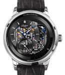 Pano Matic Calendar 42mm in Platinum on Black Crocodile Leather Strap with Skeleton Dial - Limited to 150 pieces