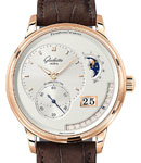 Pano Matic Calendar 42mm in Rose Gold on Brown Crocodile Leather Strap with Silver Dial