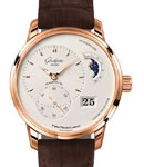 Panomatic Lunar 40mm Automatic in Rose Gold on Brown Crocodile Leather Strap with Silver Dial