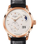 Panomatic Lunar 40mm Automatic in Rose Gold on Black Crocodile Leather Strap with Silver Dial