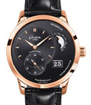 Panomatic Lunar 40mm Automatic in Rose Gold on Black Crocodile Leather Strap with Black Dial