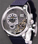 Pano Matic Inverse 42mm Automatic in Steel on Blue Fabric Strap with Silver Dial