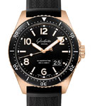 SeaQ Panorama Date in Rose Gold with Black Ceramic Bezel on Black Rubber Strap with Black Dial