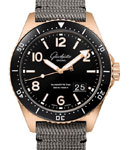SeaQ Panorama Date in Rose Gold with Black Ceramic Bezel on Grey Fabric Strap with Black Dial