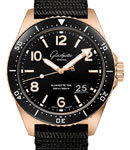 SeaQ Panorama Date in Rose Gold with Black Ceramic Bezel on Black Fabric Strap with Black Dial