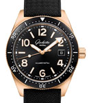 SeaQ Date in Rose Gold with Black Ceramic Bezel on Black Rubber Strap with Black Dial