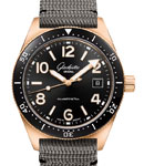 SeaQ Date in Rose Gold with Black Ceramic Bezel on Grey Fabric Strap with Black Dial