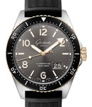 SeaQ Panorama Date 43mm in Steel and Rose Gold with Black Ceramic Bezel on Black Rubber Strap with Grey Dial