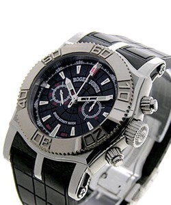 Easy Diver Chronograph in Steel with White Gold Bezel on Black Rubber Strap with Black Dial