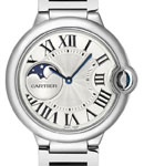 Ballon Bleu Moonphase 36mm in Steel on Steel Bracelet with Silver Dial