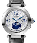 Pasha Moonphase Automatic 41mm in Steel on Grey Crocodile Leather Strap with Silver Dial