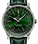 Navitimer 41mm Automatic in Steel on Green Crocodile Leather Strap with Green Dial