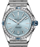 Super Chronomat B01 38mm in Steel with Diamond Bezel on Steel Bracelet with Light Blue Dial