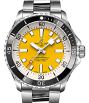 SuperOcean Automatic 42mm in Steel with Black Ceramic Bezel on Steel Bracelet with Yellow Dial