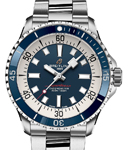 SuperOcean Automatic 42mm in Steel with Blue Ceramic Bezel on Steel Bracelet with Blue Dial