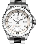SuperOcean Automatic 36mm in Steel with White Ceramic Bezel on Steel Bracelet with White Dial
