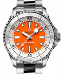 SuperOcean Automatic 36mm in Steel with White Ceramic Bezel on Steel Bracelet with Orange Dial