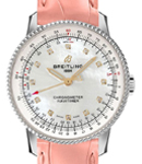 Navitimer 35mm in Steel on Pink Alligator Leather Strap with MOP Dial