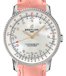 Navitimer 35mm in Steel on Pink Alligator Leather Strap with MOP Dial