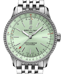 Navitimer 35mm in Steel on Steel Bracelet with Light Green Dial