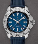 Avenger Automatic GMT 44mm in Steel on Blue Leather Strap with Blue Dial