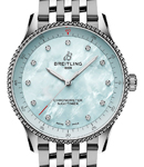 Navitimer 32mm in Steel on Steel Bracelet with Ice Blue MOP Diamond Dial