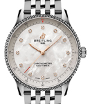Navitimer 32mm in Steel on Steel Bracelet with MOP Diamond Dial