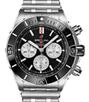 Super Chronomat B01 44mm in Steel with Black Bezel on Steel Bracelet with Black Dial