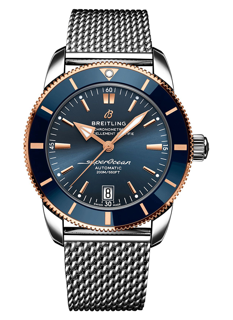 Breitling Superocean Heritage II 42mm in Steel with Rose Gold and Blue Ceramic Bezel