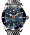 Superocean Heritage II 42mm in Steel with Rose Gold and Blue Ceramic Bezel on Steel Bracelet with Blue Dial