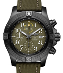 Avenger Chronograph 45mm Night Mission in DLC Coated Titanium on Green Fabric Strap with Green Dial
